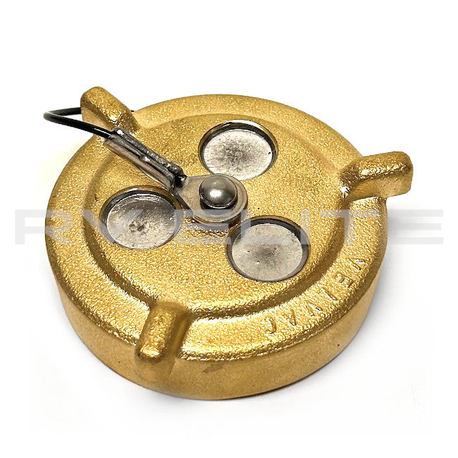 RV Brass Fuel Cap Non-Vented 2.75" | For Class A Motorhomes & RVs - American Coach, Holiday Rambler, Fleetwood, Monaco Coach