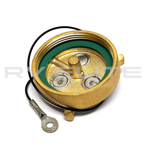 RV Brass Fuel Cap Non-Vented 2.75" | For Class A Motorhomes & RVs - American Coach, Holiday Rambler, Fleetwood, Monaco Coach