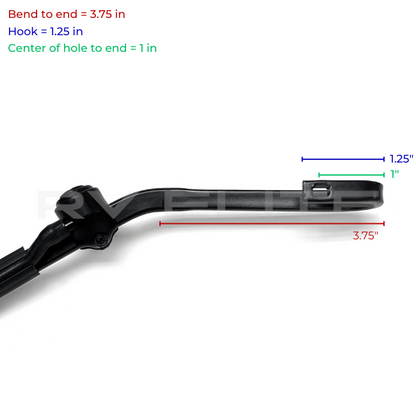 RV J-Hook 30" Wiper Arm 33° Left, 10° Down | For Class A Motorhomes & RVs - American Coach, Holiday Rambler, Fleetwood, Monaco Coach
