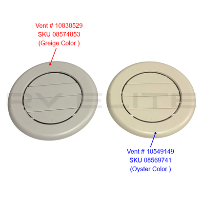 RV Round A/C Vent Port 6.5" Greige Color