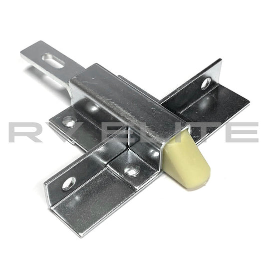 RV Luggage Door Catch / Plunger Bolt Latch Silver 3.75" x 4" | For Class A Motorhomes & RVs - American Coach, Holiday Rambler, Fleetwood, Monaco Coach