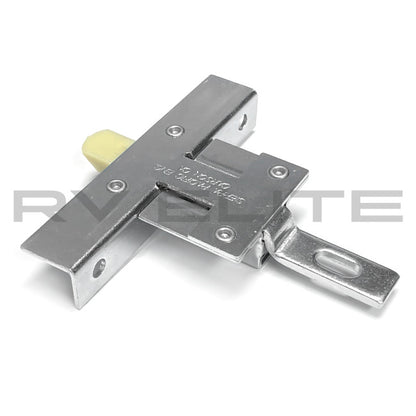 RV Luggage Door Catch / Plunger Bolt Latch Silver 3.75" x 4" | For Class A Motorhomes & RVs - American Coach, Holiday Rambler, Fleetwood, Monaco Coach