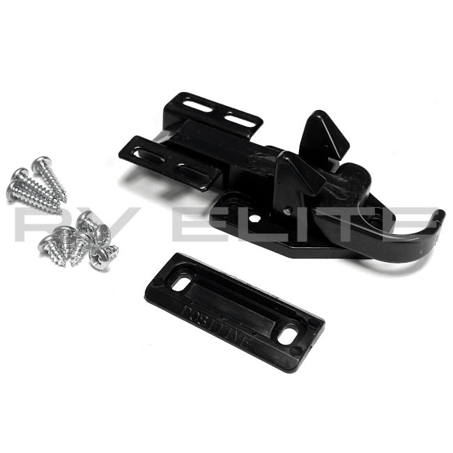 RV Screen Door Latch 3-Piece Kit Black | For Class A Motorhomes & RVs - American Coach, Holiday Rambler, Fleetwood, Monaco Coach