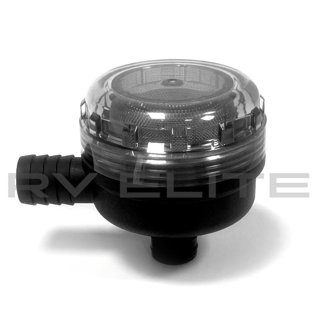 RV Fresh Water Pump Filter Inlet Strainer,  3/4" Hose Barb x 90 Degree Quad Port | For Class A Motorhomes & RVs - American Coach, Holiday Rambler, Fleetwood, Monaco Coach