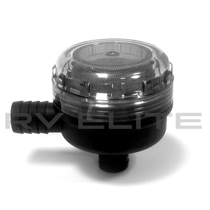 RV Fresh Water Pump Filter Inlet Strainer,  3/4" Hose Barb x 90 Degree Quad Port | For Class A Motorhomes & RVs - American Coach, Holiday Rambler, Fleetwood, Monaco Coach