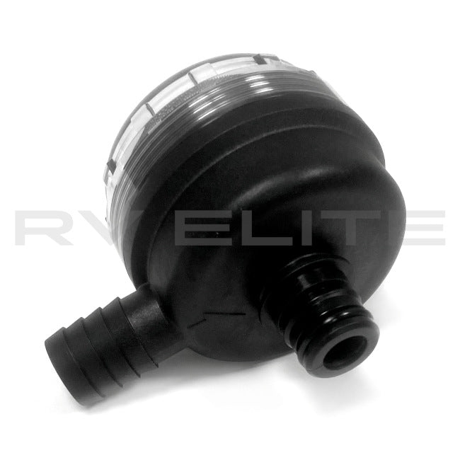 RV Fresh Water Pump Filter Inlet Strainer,  3/4" Hose Barb x 90 Degree Quad Port | For Class A Motorhomes & RVs - American Coach, Holiday Rambler, Fleetwood, Monaco Coach
