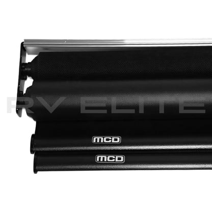 RV MCD Manual Double Shade Assembly Black 55" x 52" | For Class A Motorhomes & RVs - American Coach, Holiday Rambler, Fleetwood, Monaco Coach