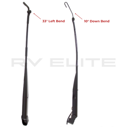 RV J-Hook 30" Wiper Arm 33° Left, 10° Down | For Class A Motorhomes & RVs - American Coach, Holiday Rambler, Fleetwood, Monaco Coach