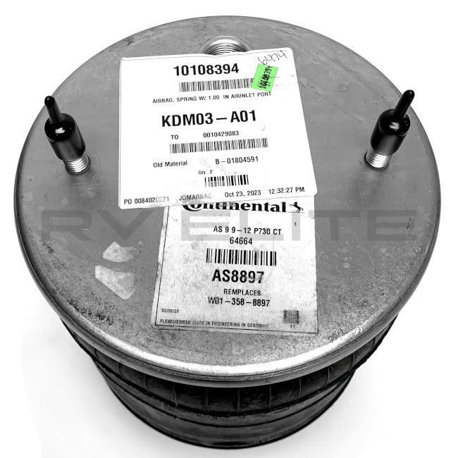 RV Continental Airbag Spring with 3/4" Air Inlet Port - RV Elite Parts - American Coach, Holiday Rambler, Fleetwood, Monaco Coach