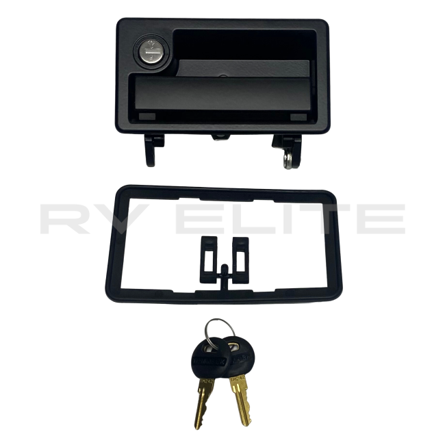 RV Entry Door Handle Rectangular Lock, REV Group - American Coach, Holiday Rambler, Fleetwood, Monaco Coach