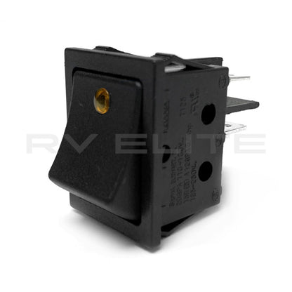 RV 12V Momentary Switch with Amber Light - RV Elite Parts - American Coach, Holiday Rambler, Fleetwood, Monaco Coach