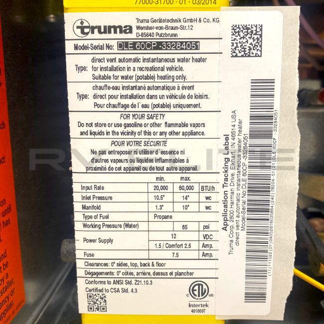 RV Tankless Truma Water Heater Comfort Plus DLE60CP – RV Elite Parts