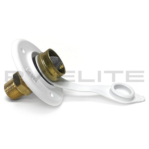 RV City Water Inlet Valve White 1/2" MPT | For Class A Motorhomes & RVs - American Coach, Holiday Rambler, Fleetwood, Monaco Coach