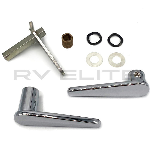 RV Screen Door Latch Kit Chrome 10109854, REV Group - American Coach, Holiday Rambler, Fleetwood, Monaco Coach